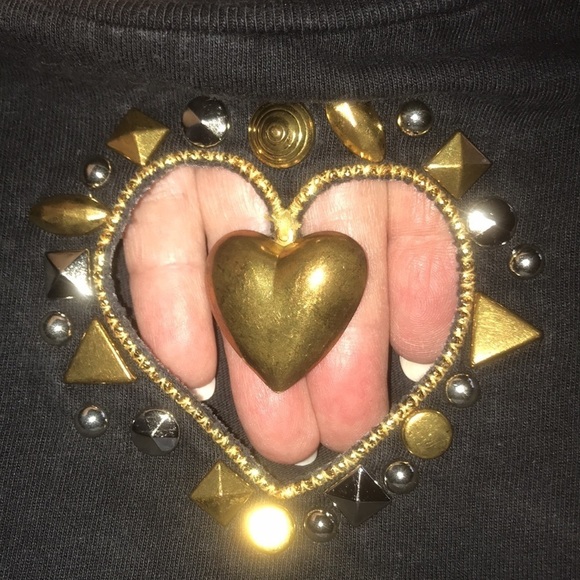 B B GIRLZ heart metallic details cut out crop top knotted at bottom Y2K size M - Picture 5 of 9